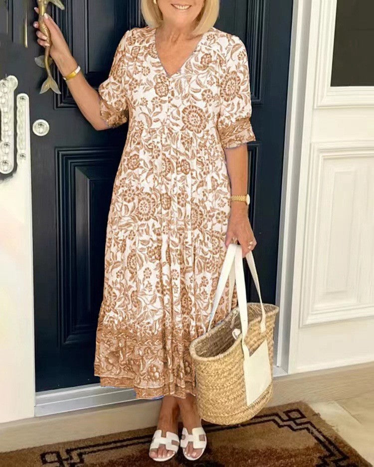Candice | Vestido floral midi con escote en V