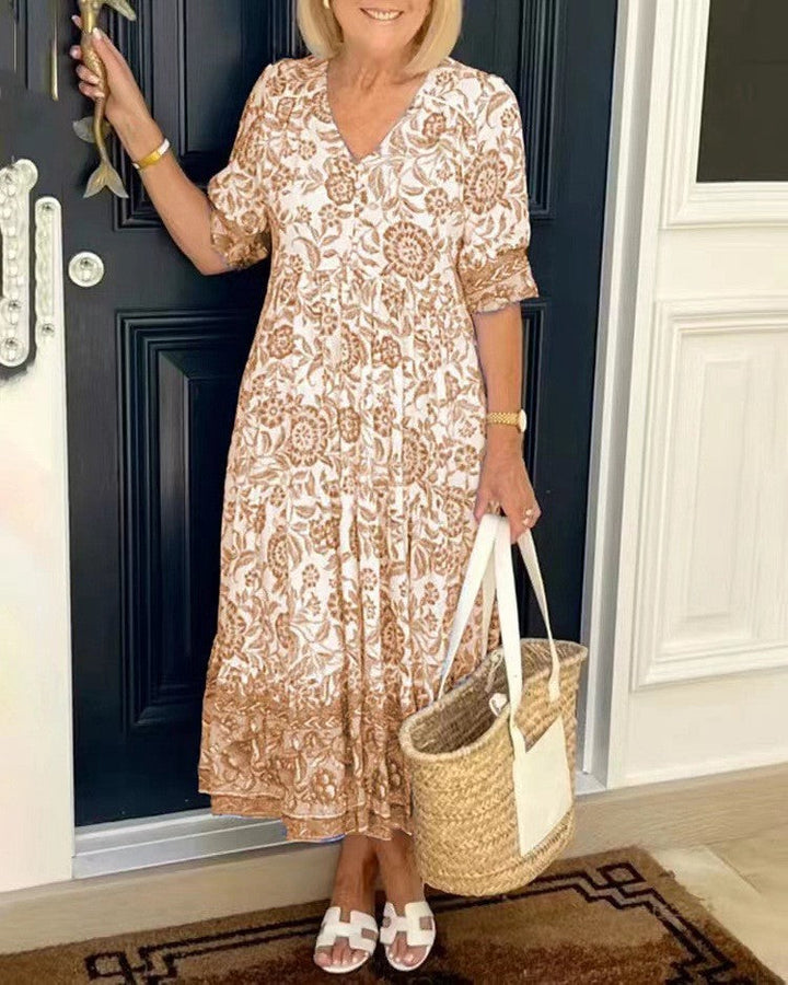 Candice | Vestido floral midi con escote en V