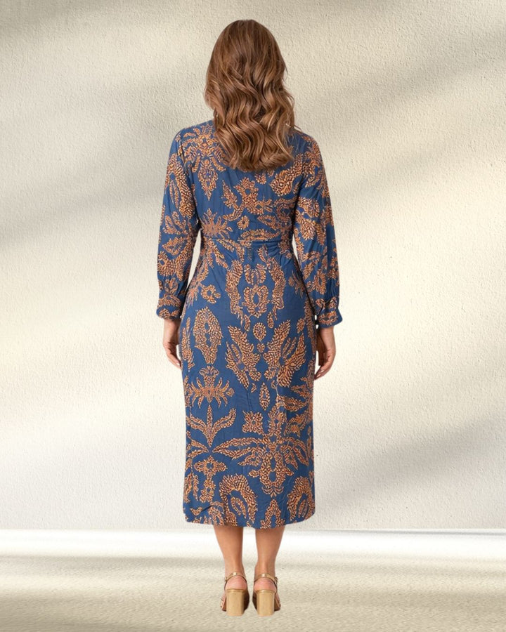 Isadora™ – Vestido Midi Elegante con Estampado de Encanto Atemporal