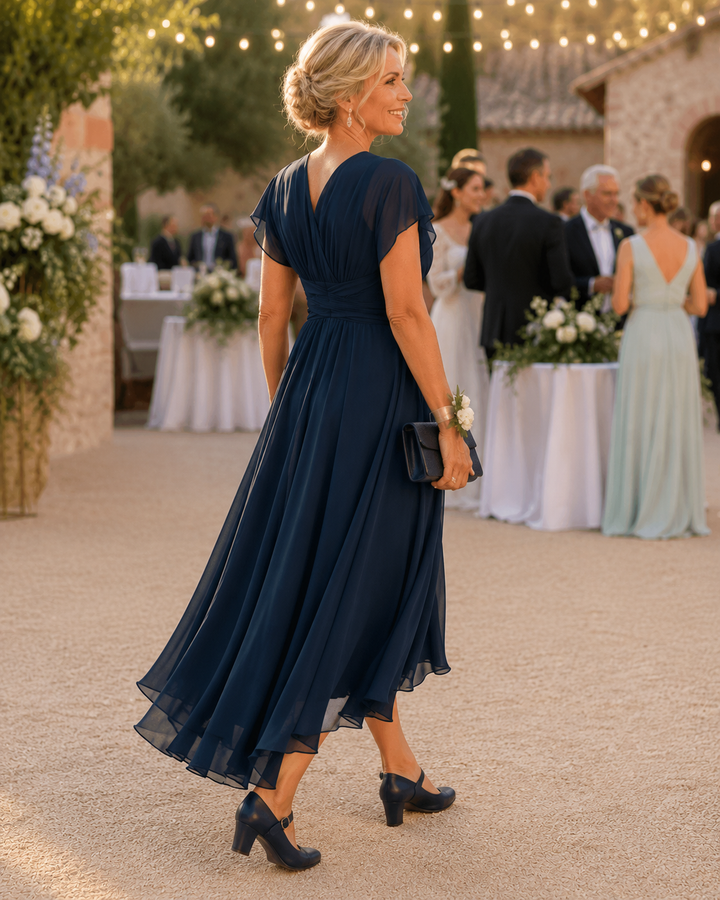 Noelia - Vestido de noche fluido con escote en v