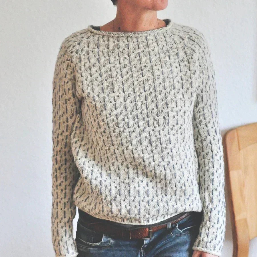 Teresa | Suéter gris elegante con escote barco