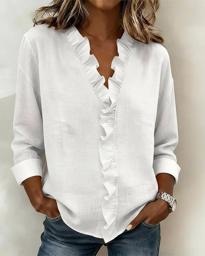 Chiara™ | Blusa con escote en V y volantes delicados