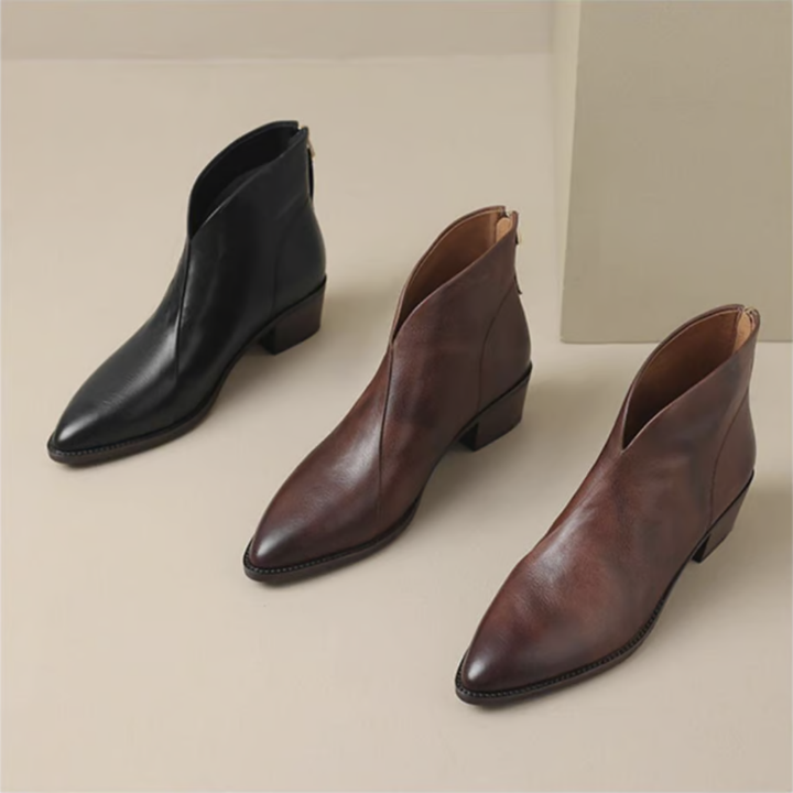 Camille | Botines de Tacón Bajo de Lujoo