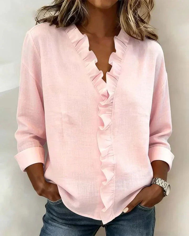 Chiara™ | Blusa con escote en V y volantes delicados