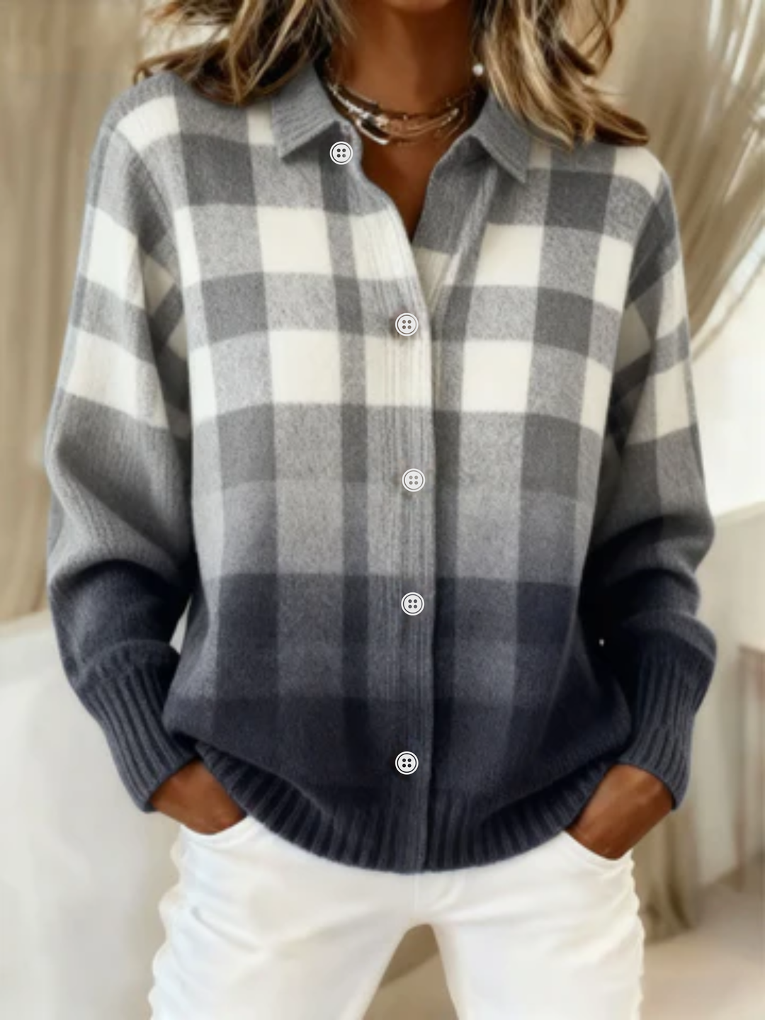 Fleur™ – Blusa a Cuadros de Tejido Suave