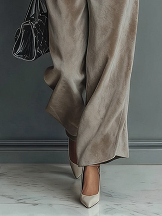 Conjunto de terciopelo casual de cuello alto para mujer