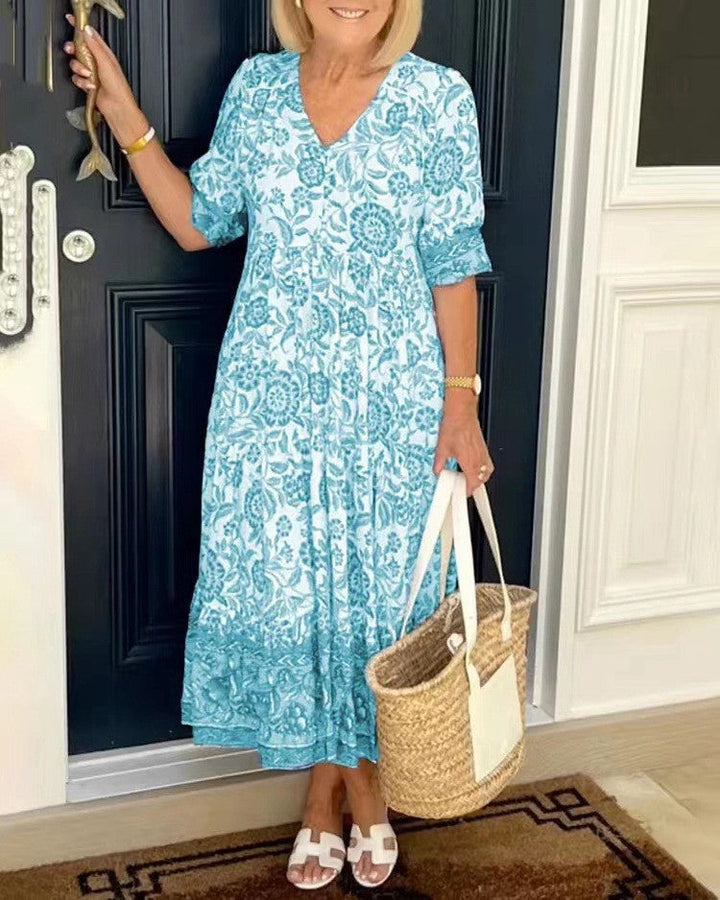 Candice | Vestido floral midi con escote en V