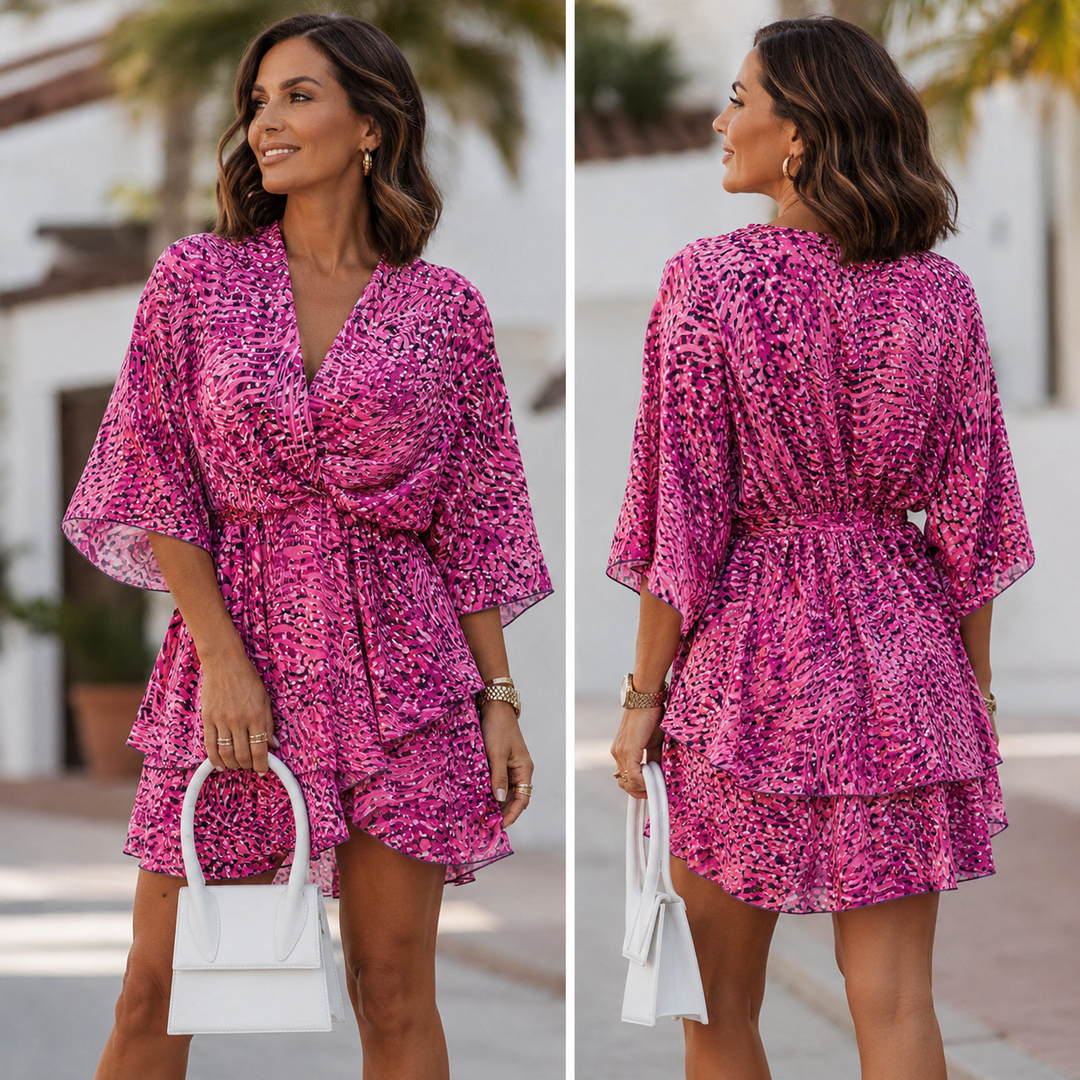 Lola | Vestido mini chic con escote en V y estampado floral