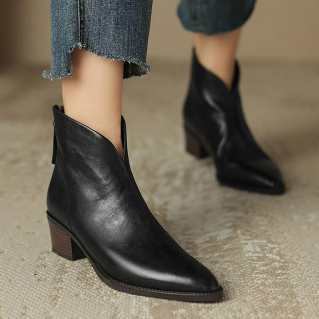 Camille | Botines de Tacón Bajo de Lujoo