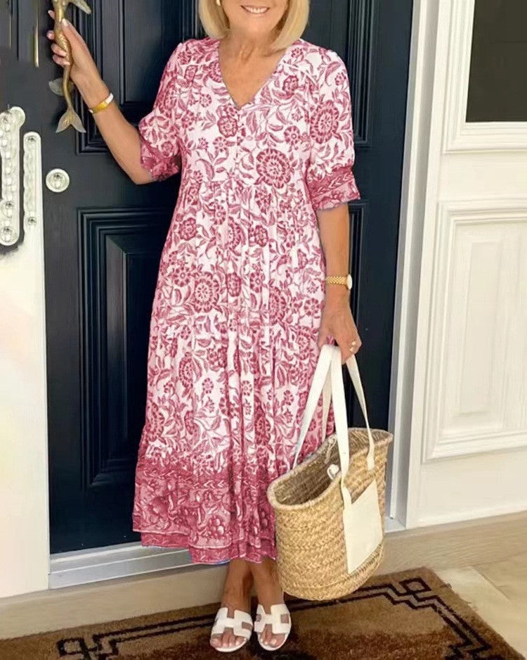 Candice | Vestido floral midi con escote en V
