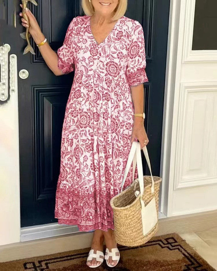 Candice | Vestido floral midi con escote en V