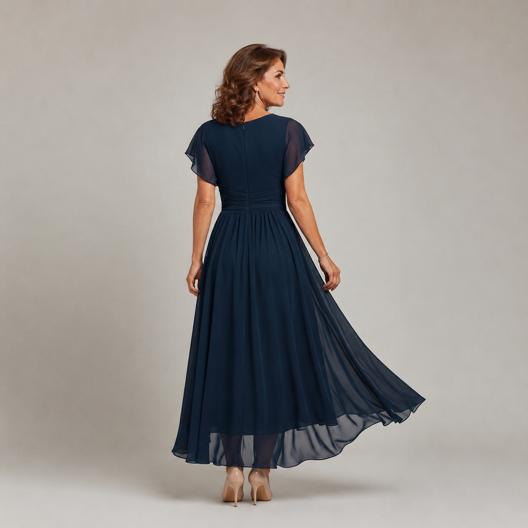 Noelia - Vestido de noche fluido con escote en v