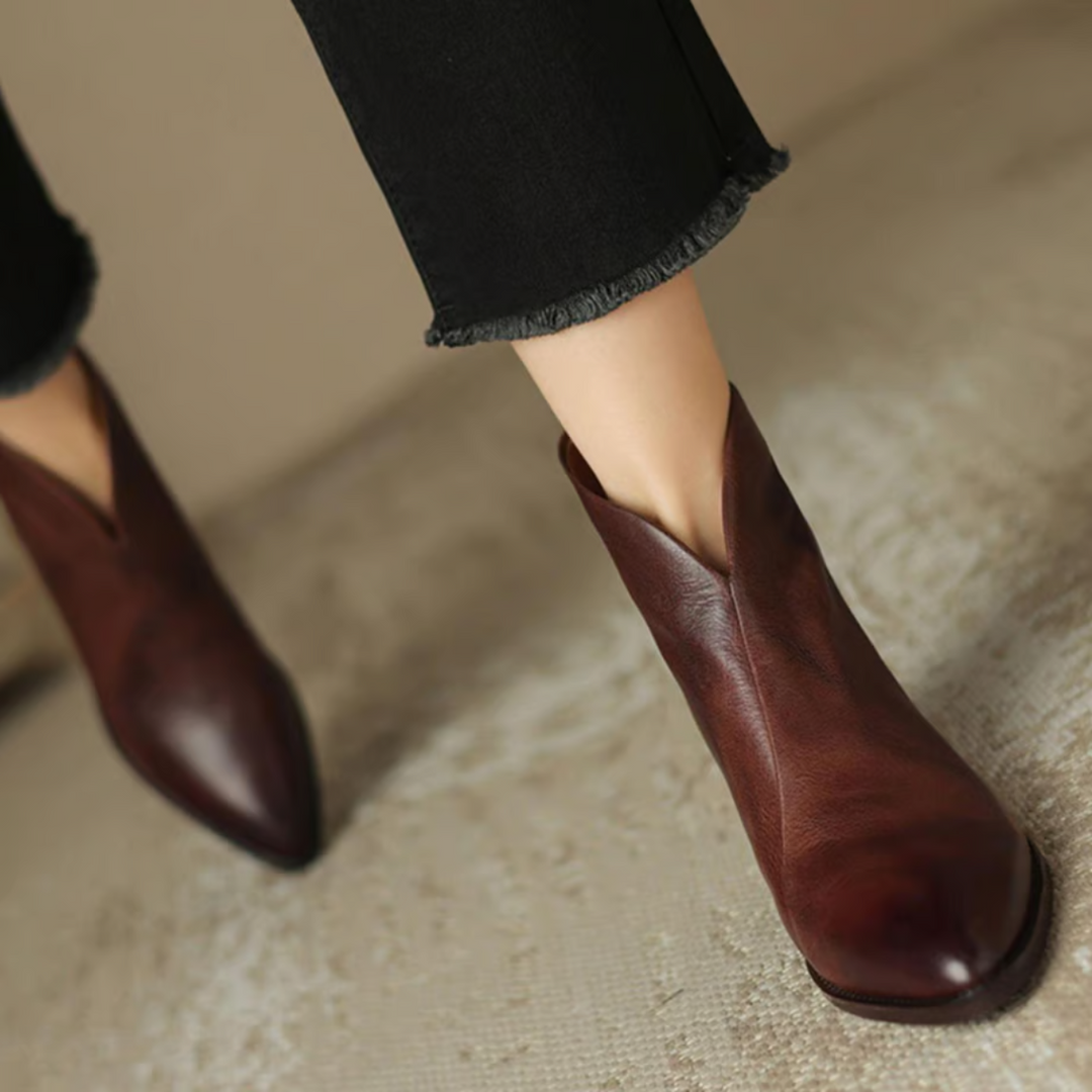 Camille | Botines de Tacón Bajo de Lujoo