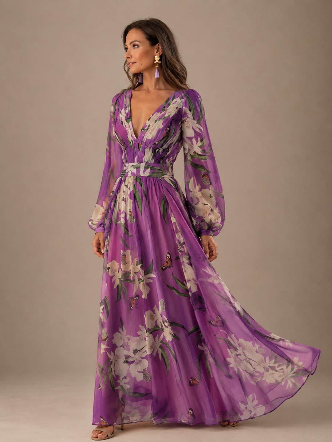 Sancha | Vestido maxi floral para mujer con escote en V y diseño cómodo