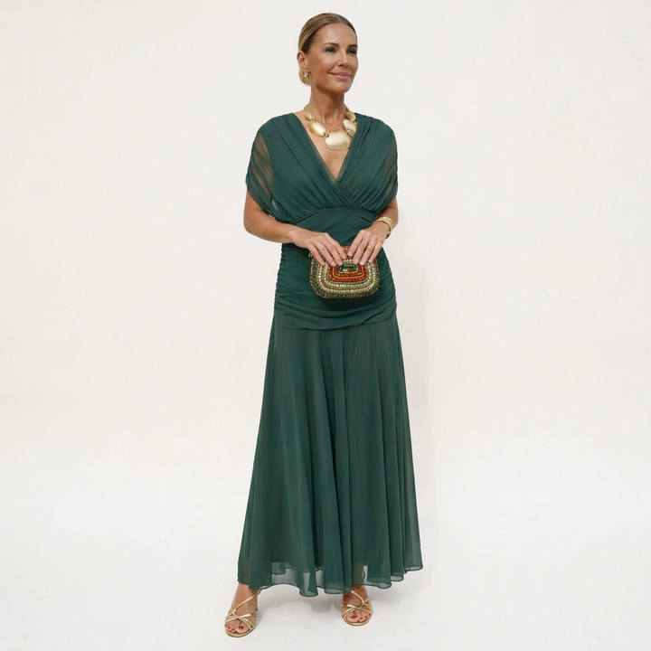 Velora™ | Vestido Floral Largo con Escote en V