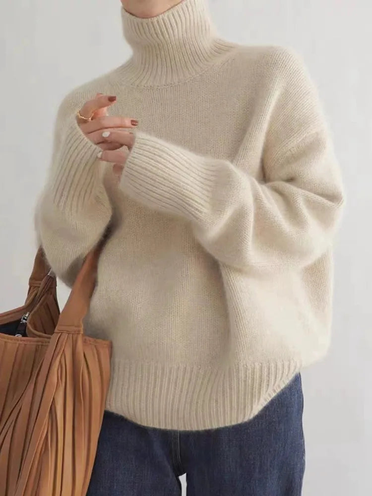 Blanca | Jersey cuello alto en cachemir