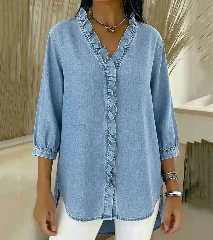 Adele | Blusa con scollo a V e volant