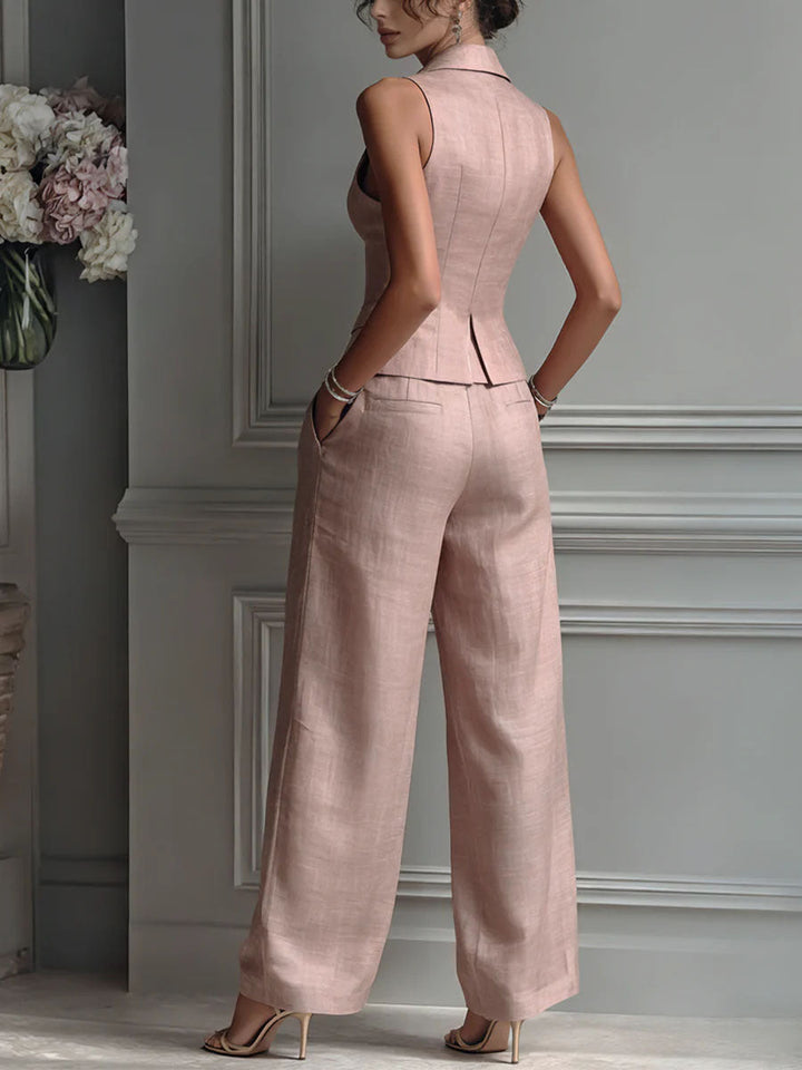 Karol | Conjunto de dos piezas para mujer con escote en V y botones