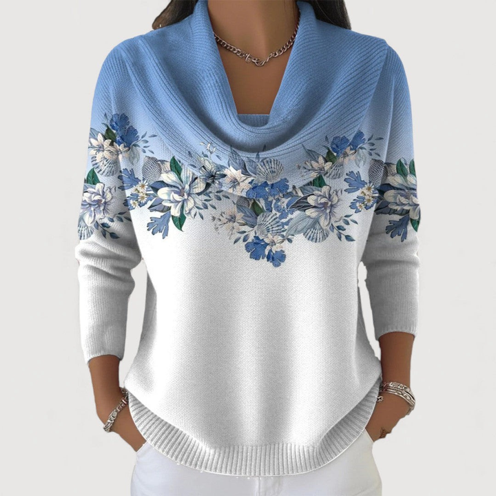 Alora | Jersey floral con cuello suave