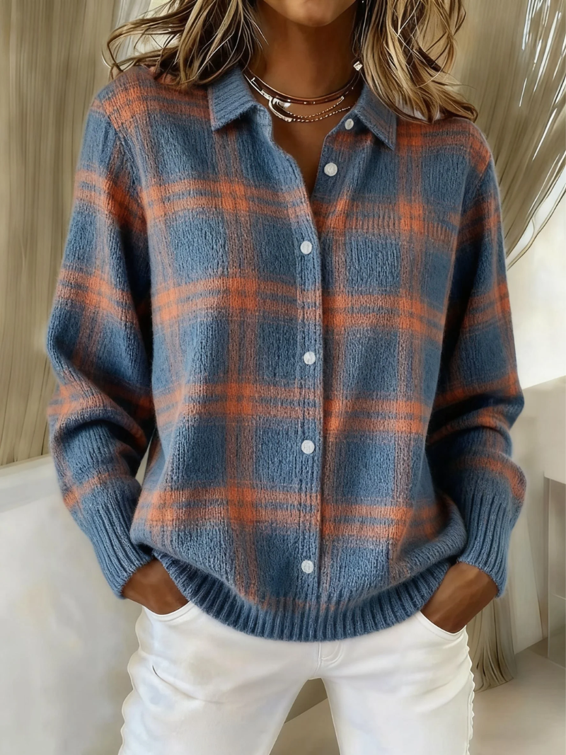 Fleur™ – Blusa a Cuadros de Tejido Suave