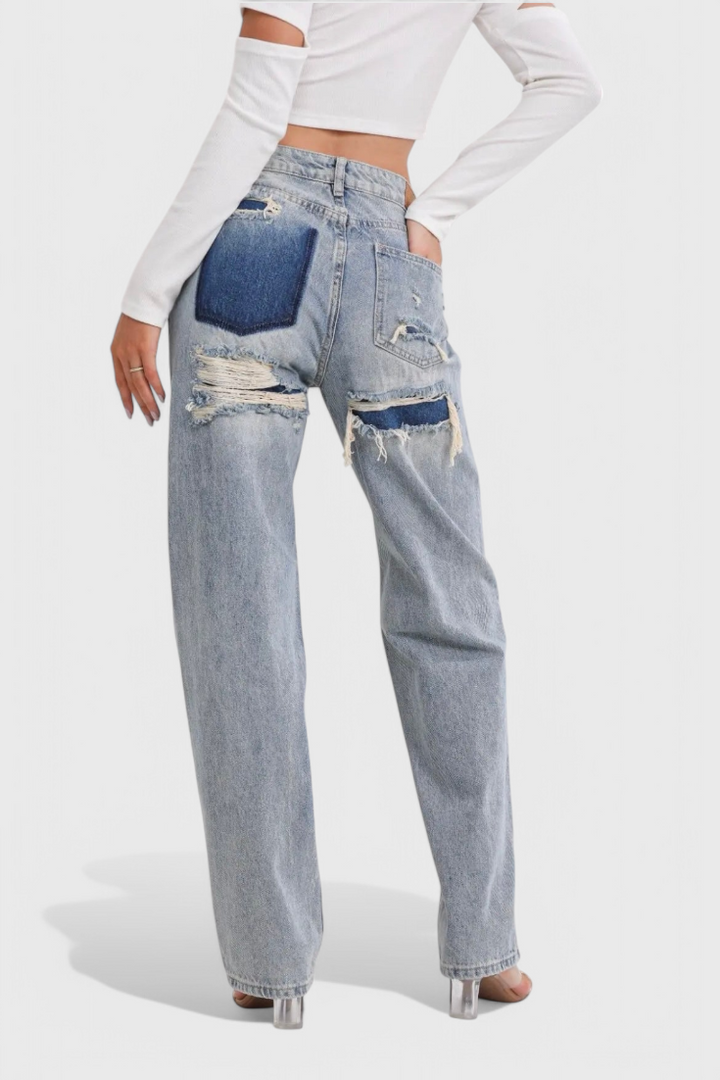 Roxy Jeans Vintage Desgastados de Cintura Alta