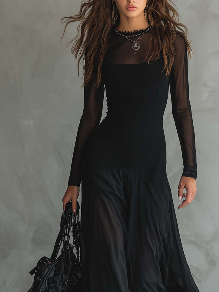 Neroa · Vestido maxi loose-fit de tul negro