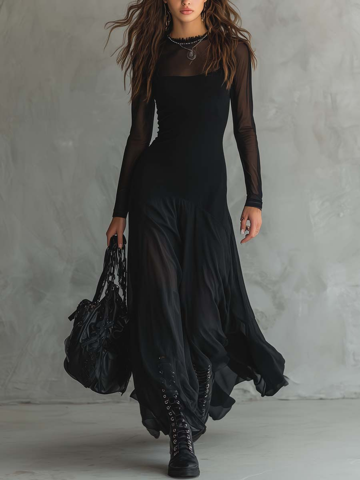 Neroa · Vestido maxi loose-fit de tul negro