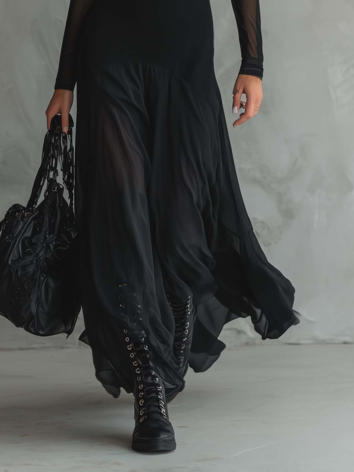 Neroa · Vestido maxi loose-fit de tul negro