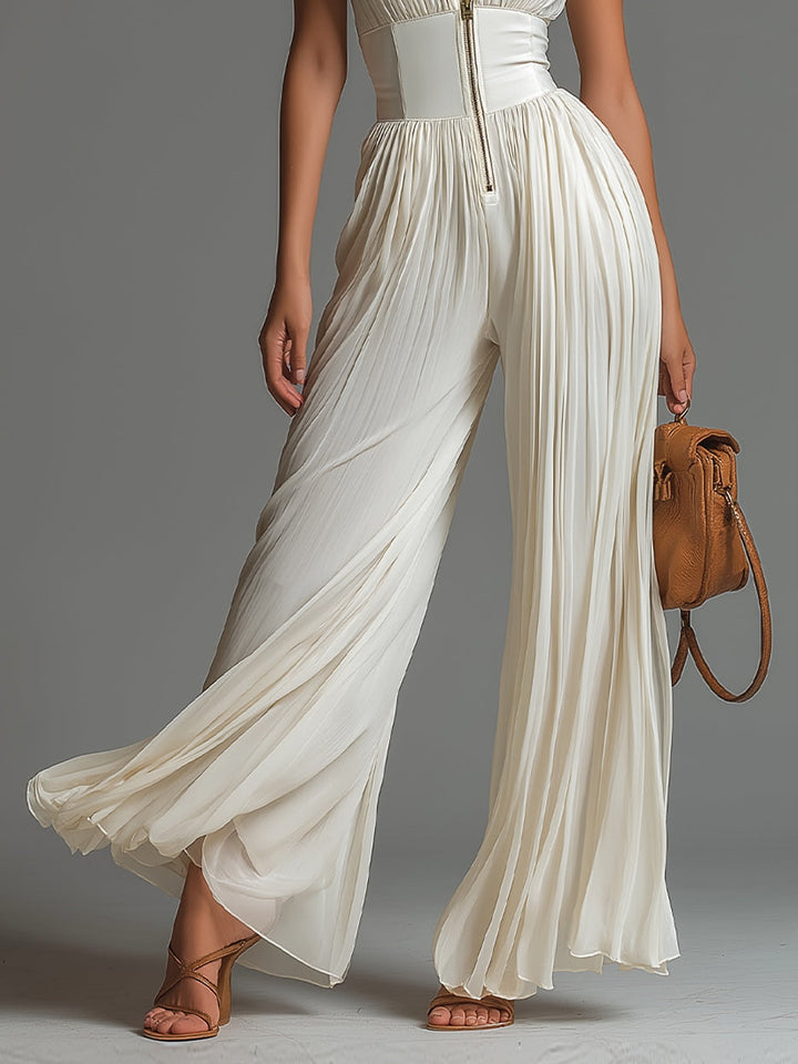 Renata™ | Mono plisado elegante en blanco
