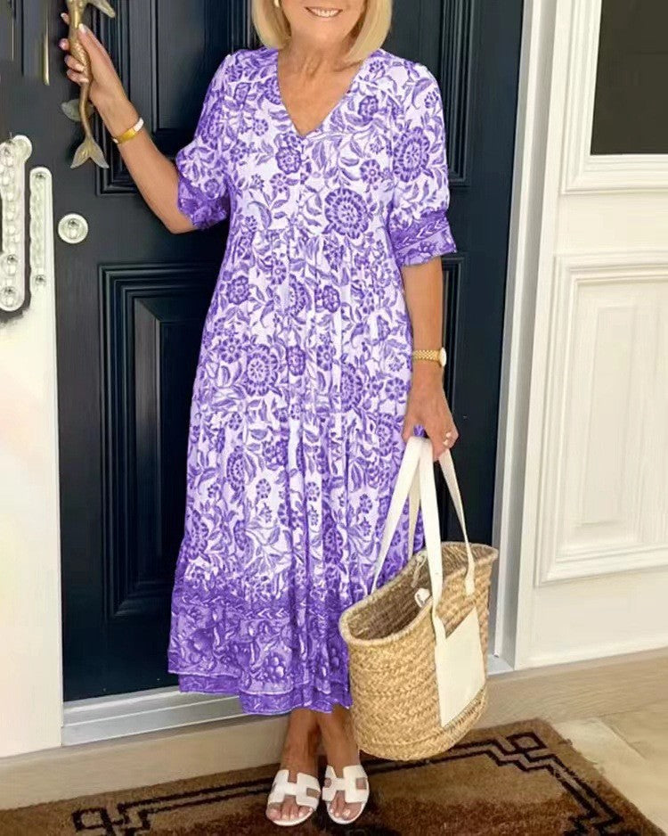 Candice | Vestido floral midi con escote en V