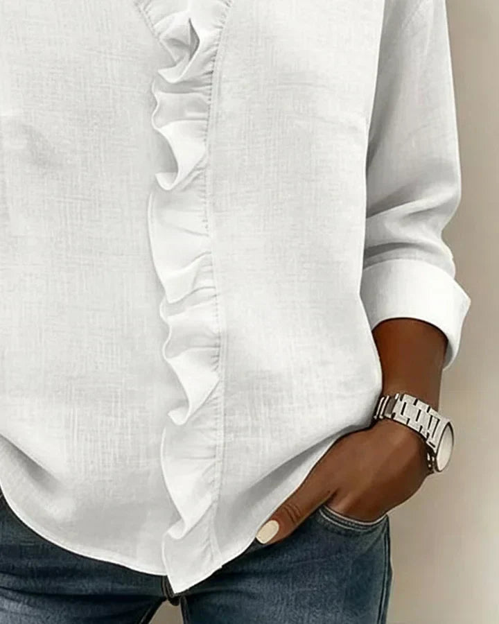 Chiara™ | Blusa con escote en V y volantes delicados