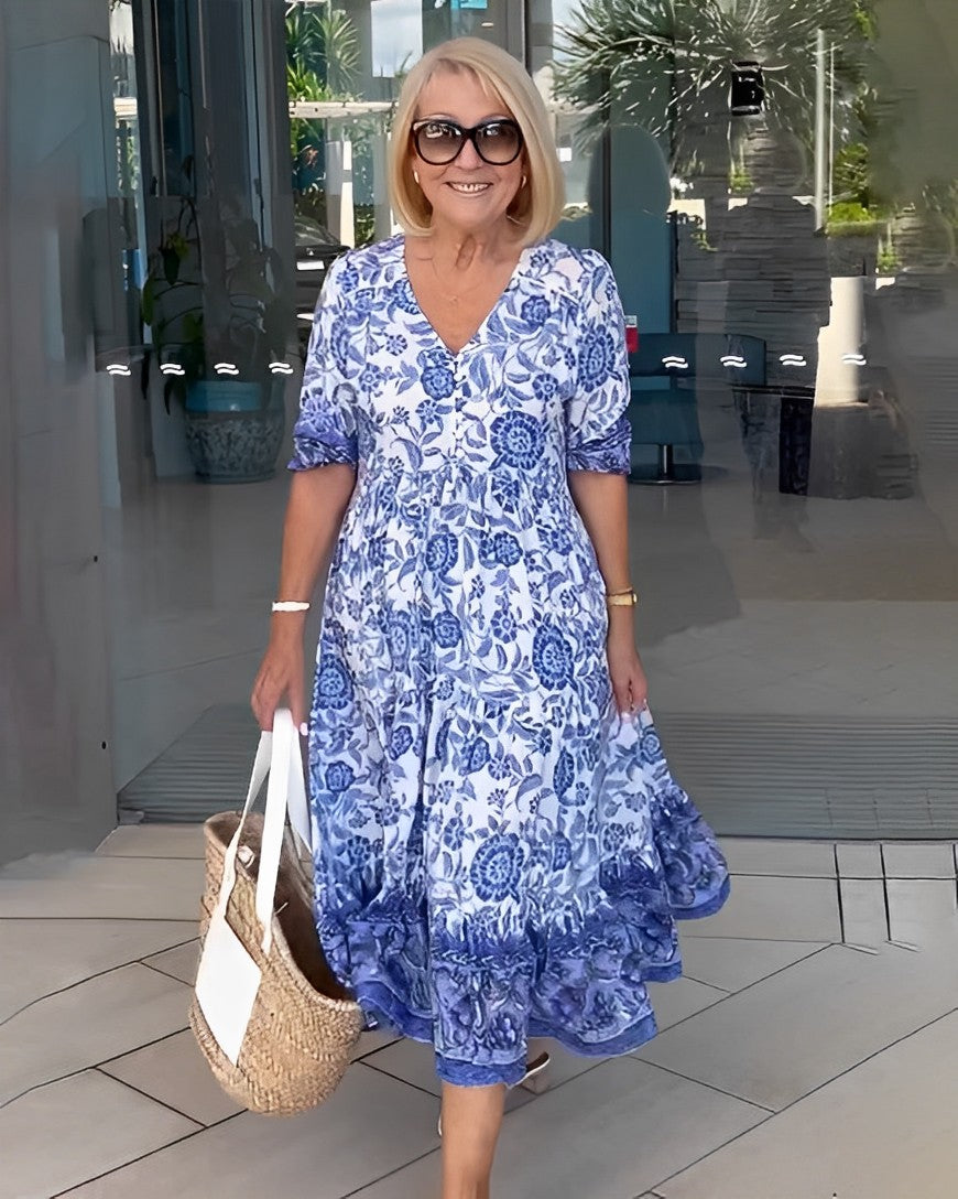 Candice | Vestido floral midi con escote en V