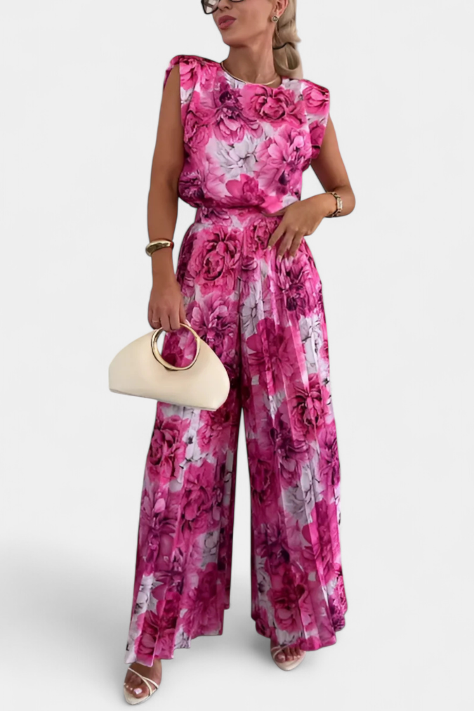 Liora Conjunto de Dos Piezas con Top Estructurado y Pantalón Plisado