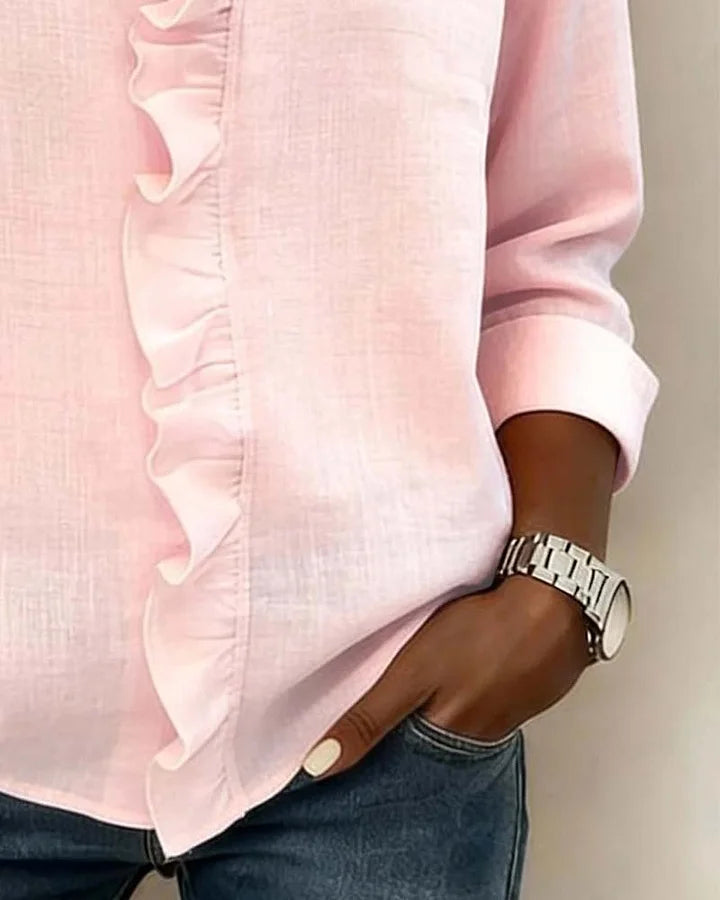 Chiara™ | Blusa con escote en V y volantes delicados