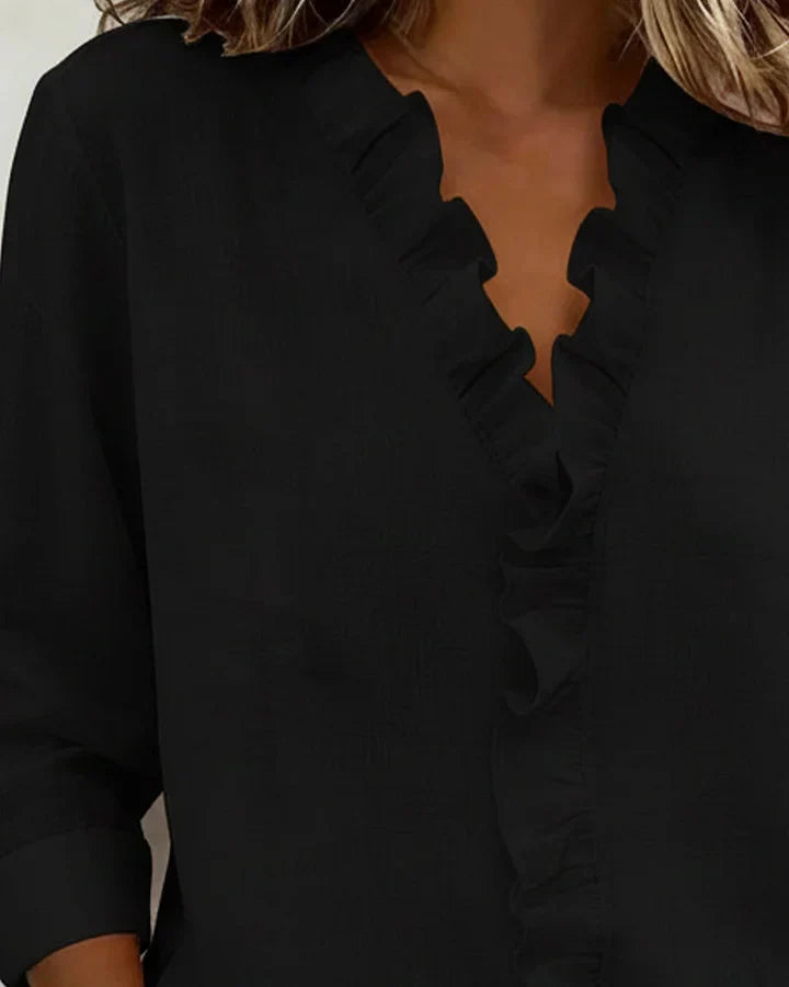 Chiara™ | Blusa con escote en V y volantes delicados