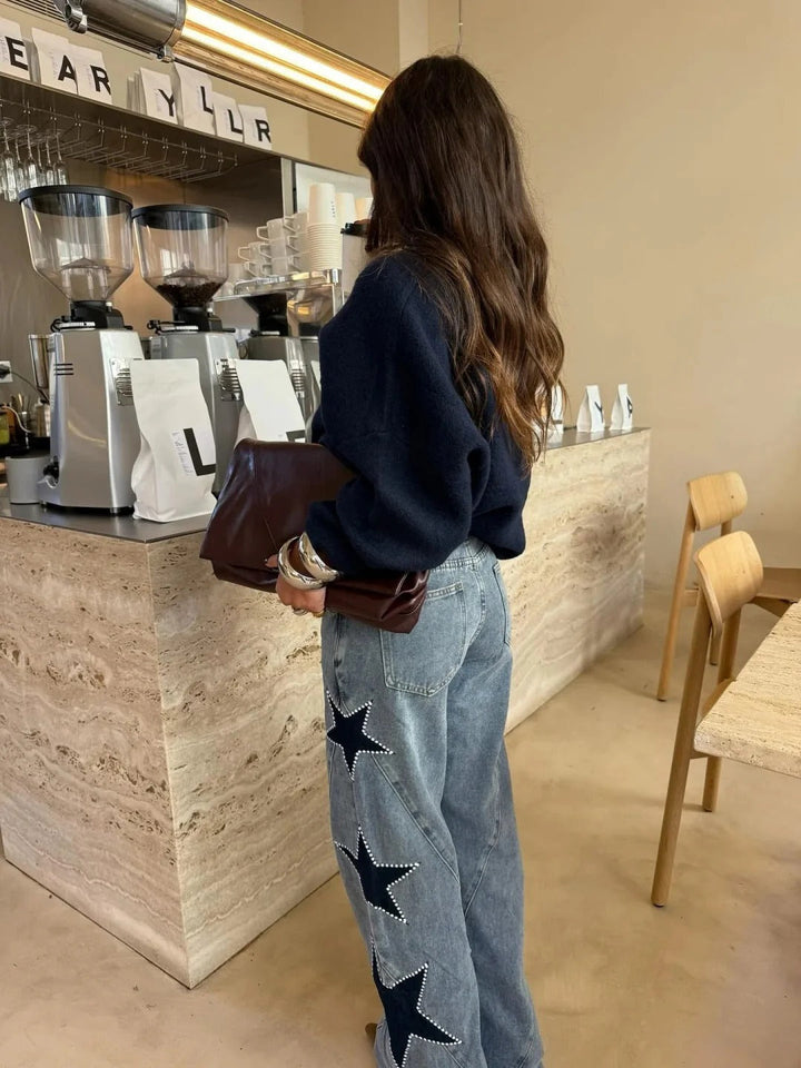Melisa | Jeans rectos casual con estrellas