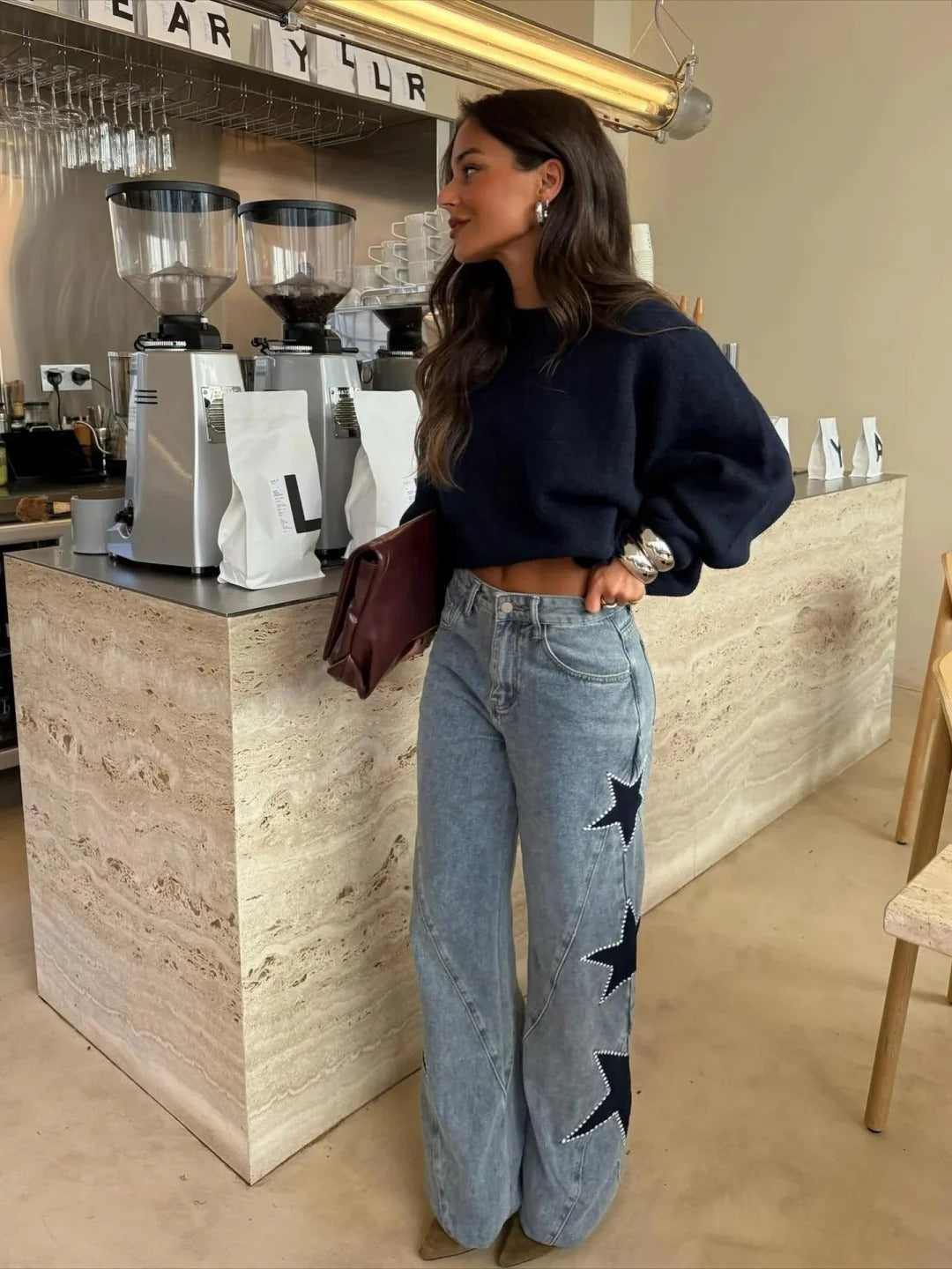 Melisa | Jeans rectos casual con estrellas