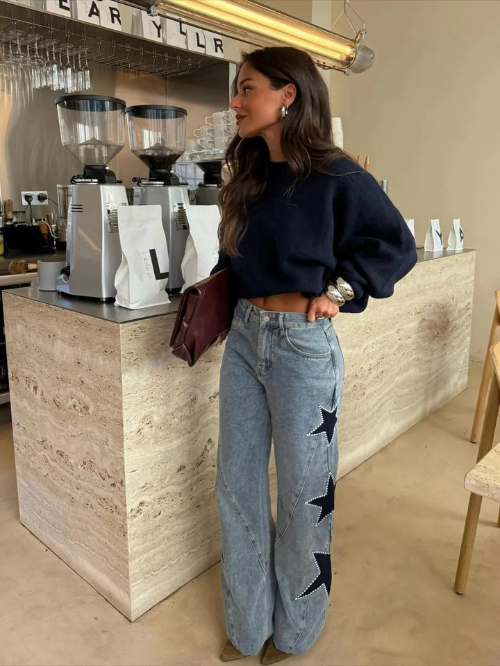 Melisa | Jeans rectos casual con estrellas