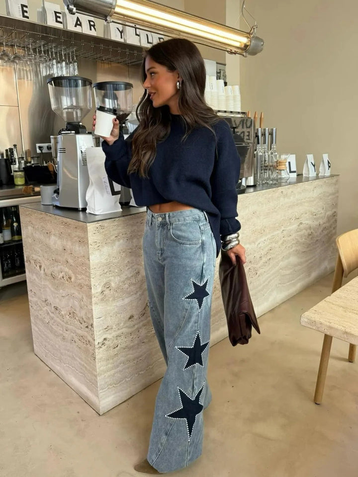 Melisa | Jeans rectos casual con estrellas