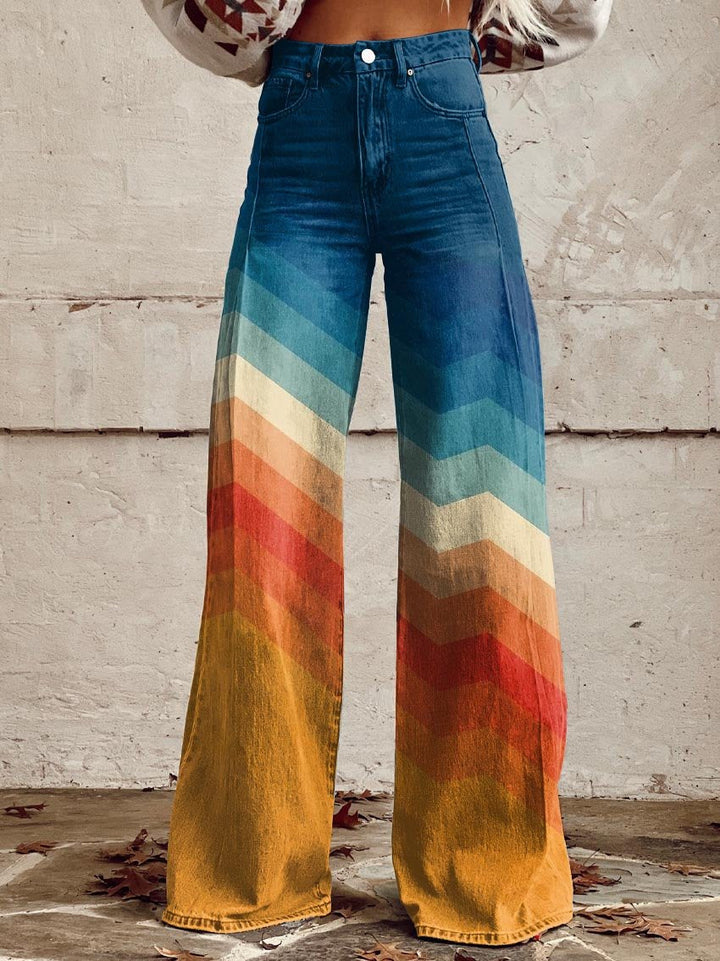 Pantalones Retro Zigzag Elegantes