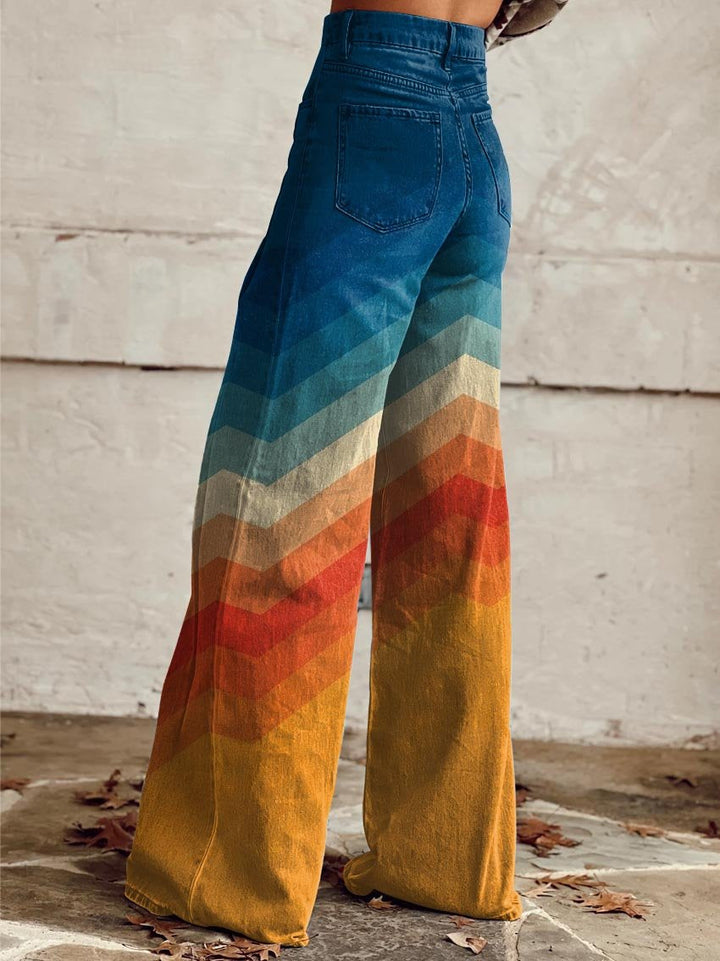 Pantalones Retro Zigzag Elegantes
