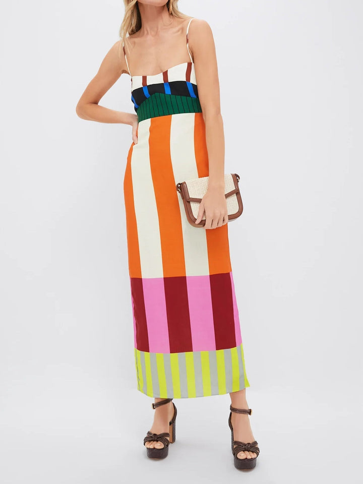 Paloma | Maxi vestido de rayas de colores